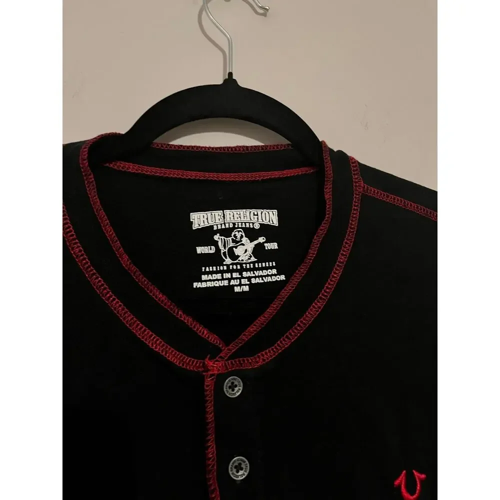 Bundle of 3 Short Sleeve Tees Henley Black Red Size M